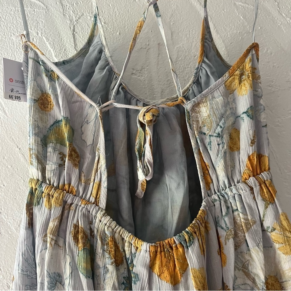 Floral Spaghetti Strap Maxi Dress in Yellow and Blue Size Large NWT - Picture 6 of 12